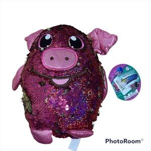 Shimmeez Sequin Covered Plush Pig NWT Pink Stuffed Animal